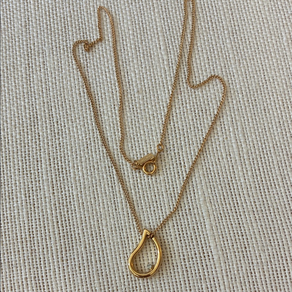 Vintage Accents of Hallmark Gold Teardrop Pendant Necklace